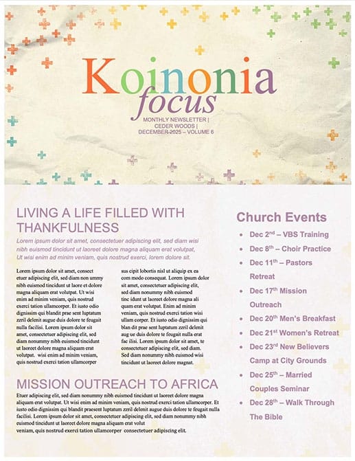 Better Together Church Newsletter