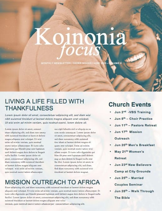 Authentic Manhood Church Newsletter