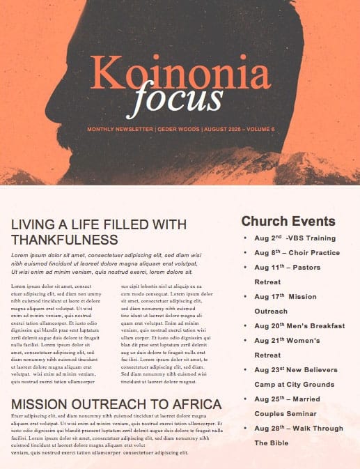 I Will Not Be Moved Church Newsletter Template