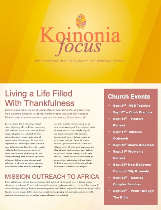 Fall Ministry Opportunity Church Newsletter Template