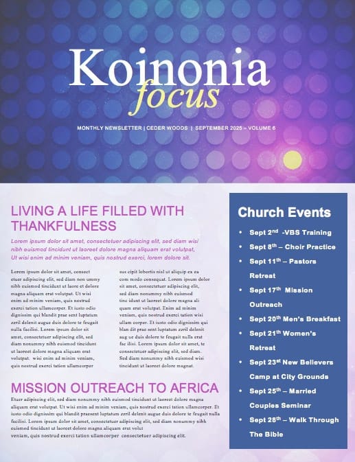 Set Apart Church Newsletter Template
