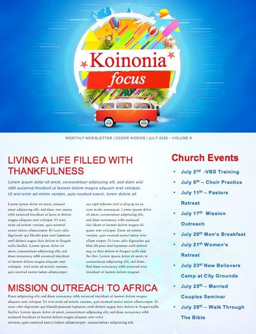 Church Vacation Bible School Newsletter