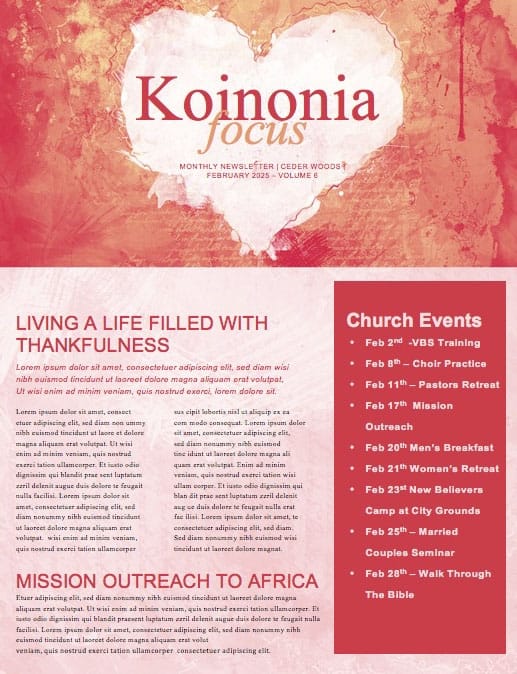 Crazy Love Church Newsletter Template
