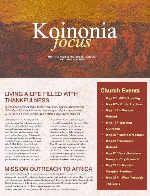 The Good Life Church Newsletter Template