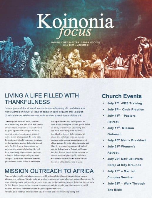 The Greatest Story Ever Told Church Newsletter