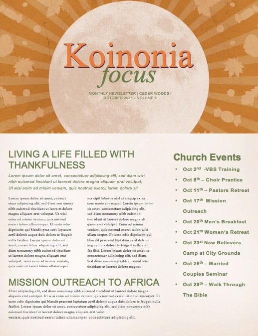 Fall Festival Pumpkin Church Newsletter