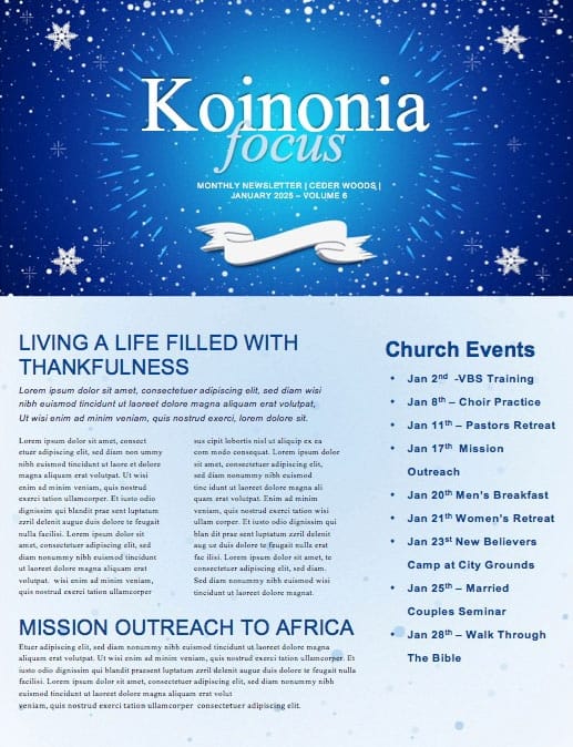 Happy New Year Winter Church Newsletter