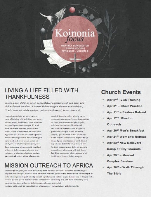 Good Friday Cross Church Newsletter