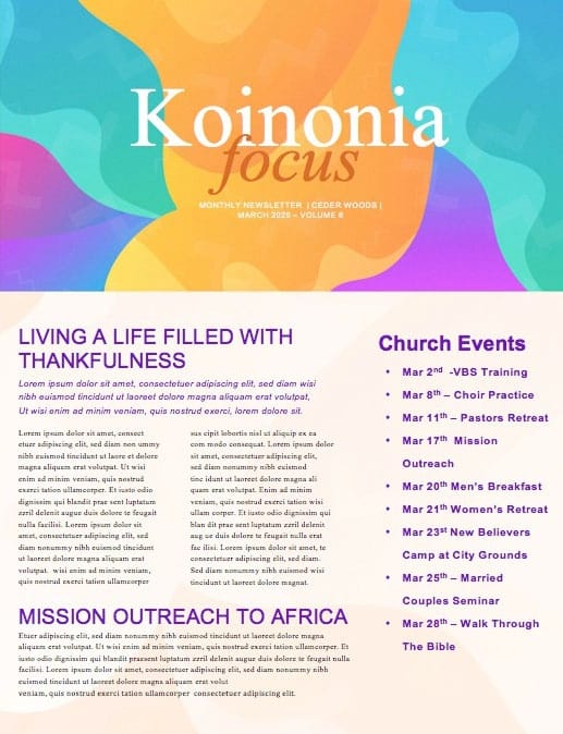 Child Dedication Sunday Church Newsletter