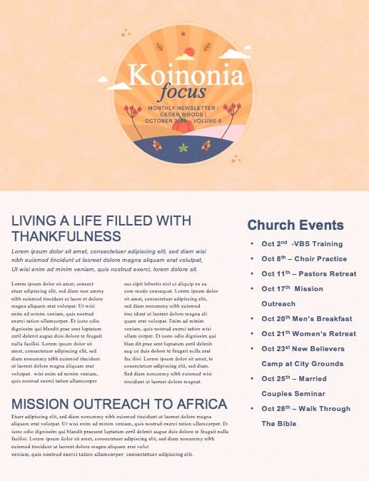 Harvest Party Orange Church Newsletter