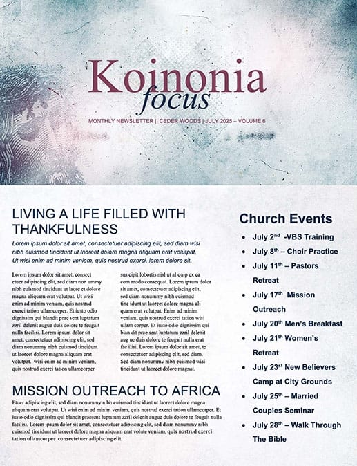 Healer Church Newsletter