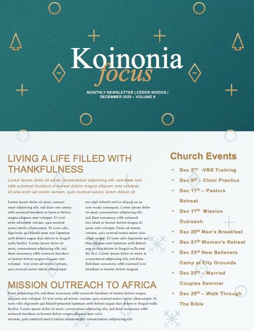 Glory To God In The Highest Christmas Newsletter