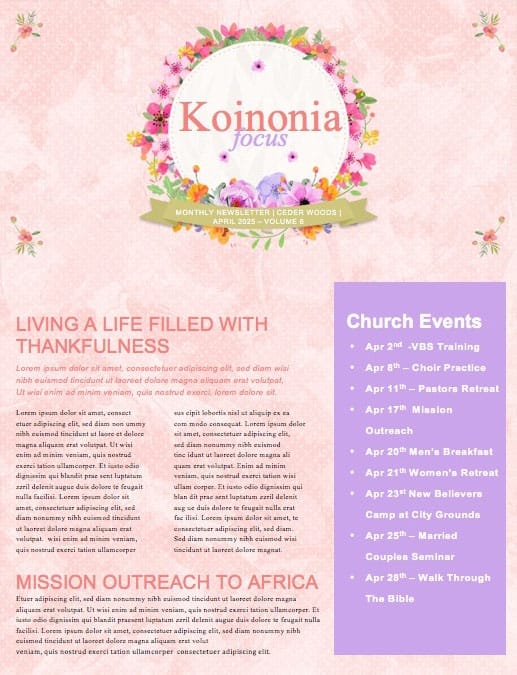 Happy Mother's Day Thank You Mom Church Newsletter