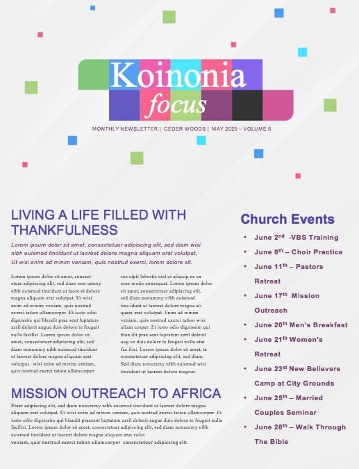 Power Of Giving Church Newsletter
