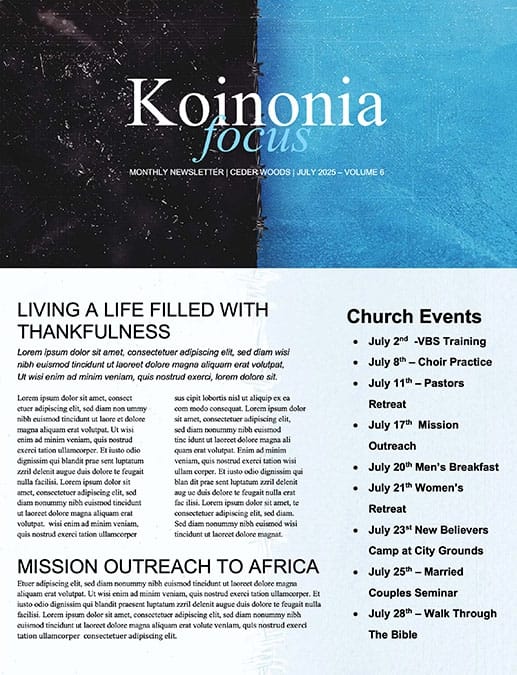 Mindfield Church Newsletter