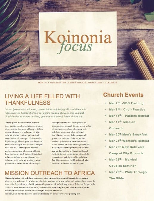 Palm Sunday Hosanna Church Newsletter