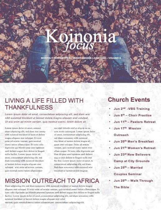 Let Your Yes Mean Yes Church Newsletter
