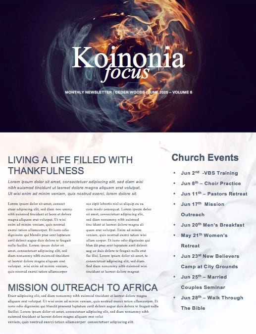 Tongues of Fire Pentecost Church Newsletter