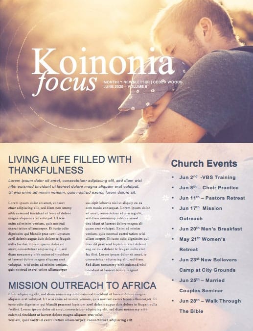 A Father's Love Church Father's Day Newsletter