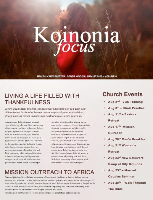 Conversations With God Church Newsletter Template