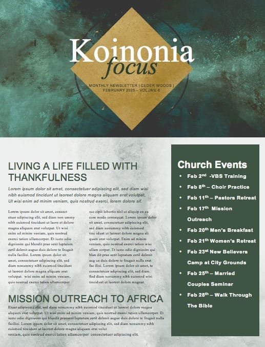 Lent Ash Wednesday Church Newsletter Template