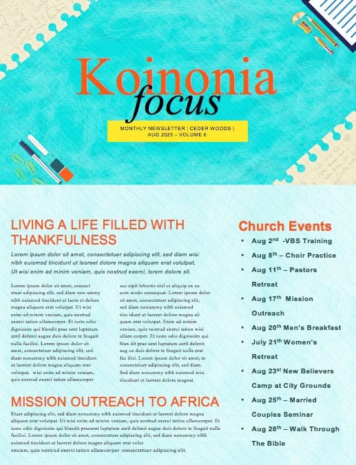 Back To School Kids Church Newsletter Template