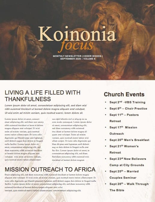 Book Of Daniel Lion's Den Church Newsletter