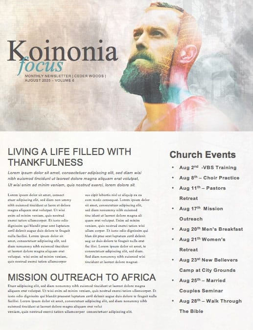 Man to Man Church Sermon Newsletter