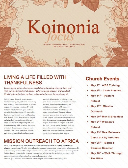 She Is Strong Church Newsletter
