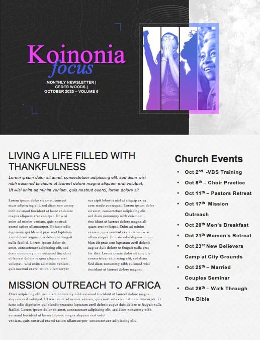 Hope In Action Church Newsletter