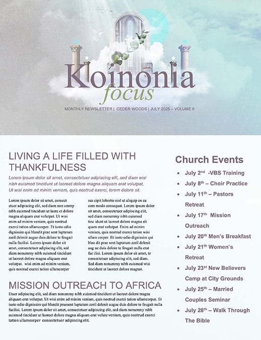 Sacred Spaces Church Newsletter 2022