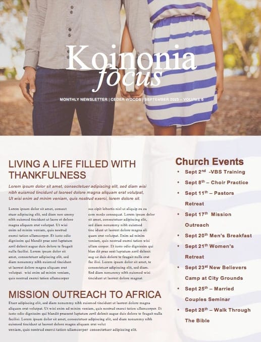 Till Death Do Us Part Church Newsletter Template