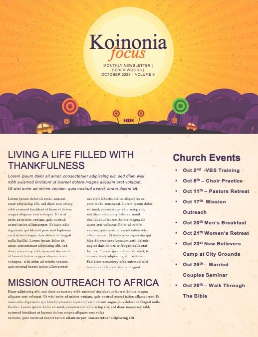 Trunk or Treat Church Newsletter