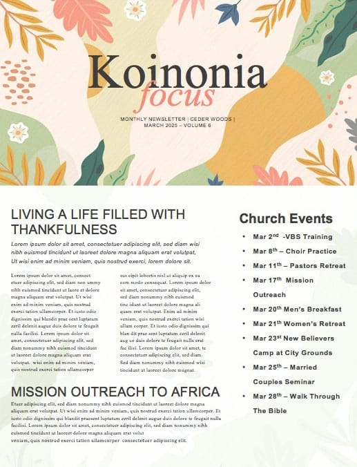 Hello Spring Church Newsletter
