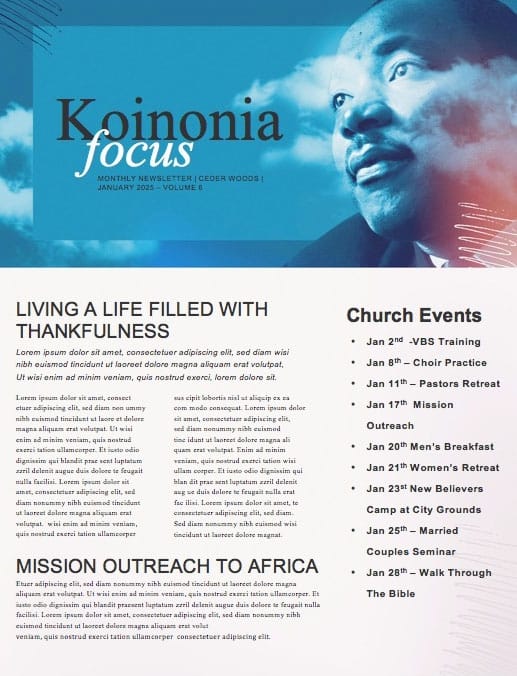 MLK Day Dream Church Newsletter