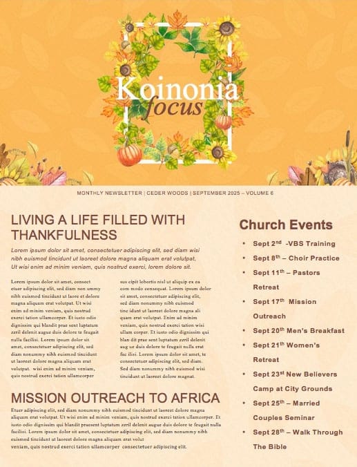 Harvest Party Church Newsletter
