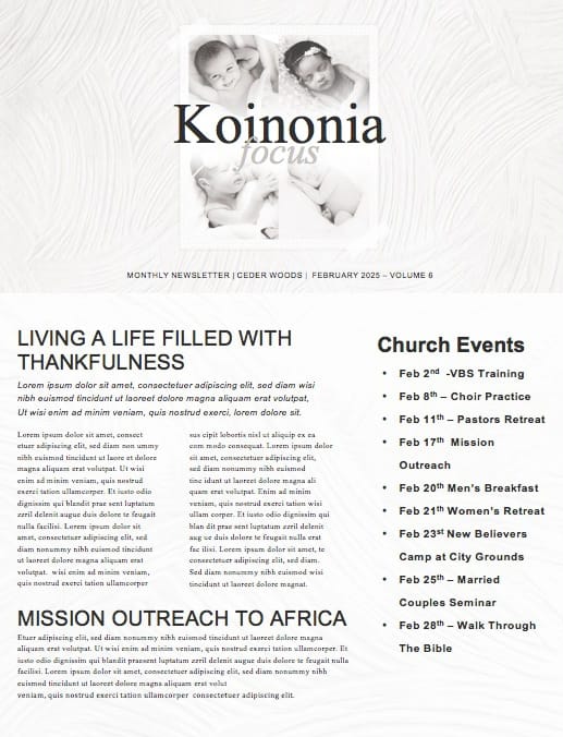 Sanctity of Life Church Newsletter