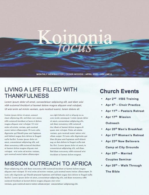 Deeper Church Newsletter