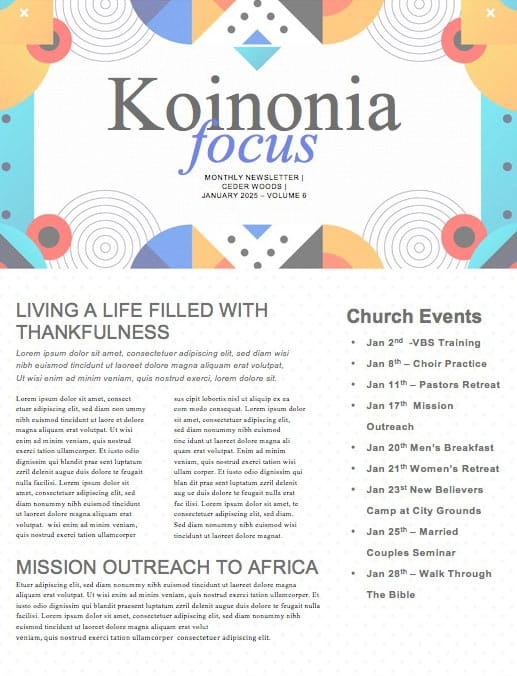 Family Sunday Worship Church Newsletter
