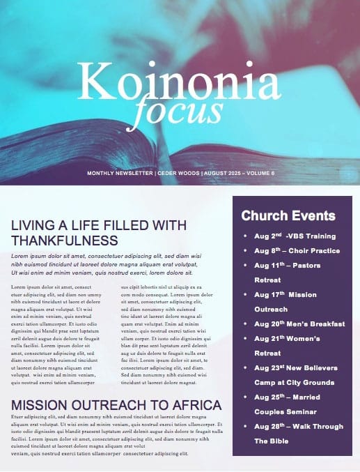 Church Bible Study Newsletter Template