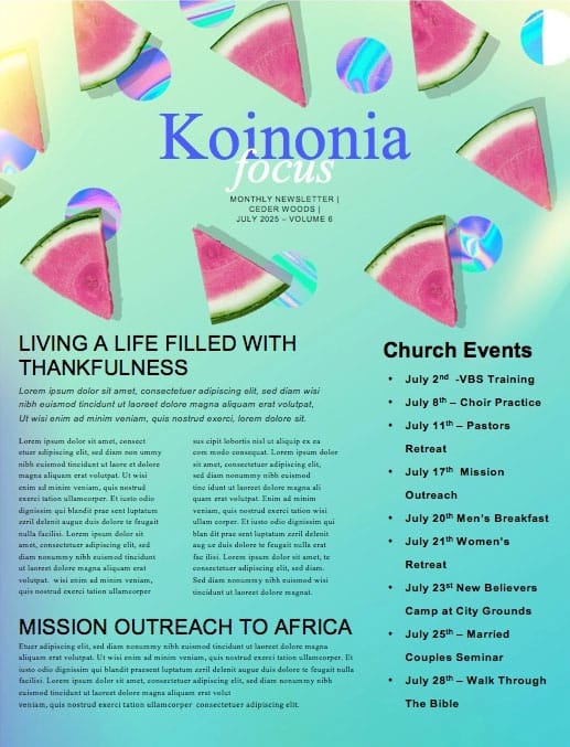 Summer Watermelon Church Newsletter
