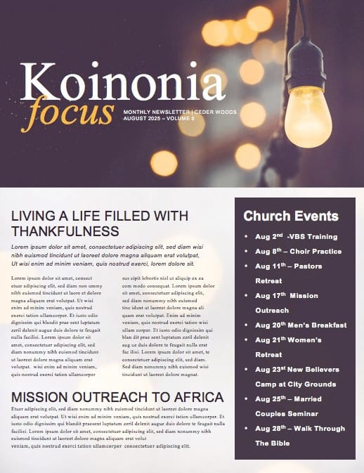 Be The Light Church Newsletter Template