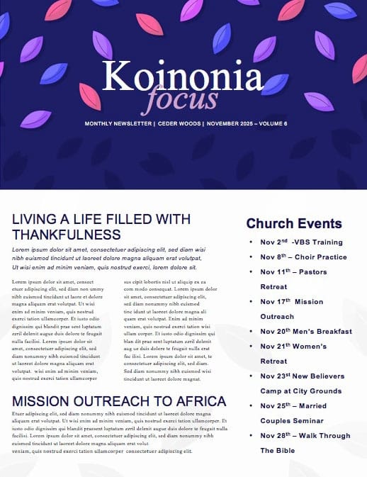Fall Back Blue Church Newsletter