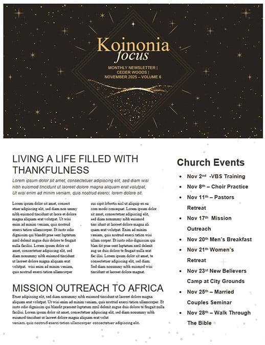 Advent Gold Church Newsletter