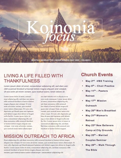 Memorial Day Weekend Church Newsletter