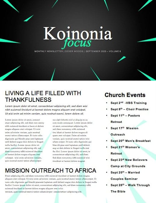 Kick Off Sunday Green Church Newsletter