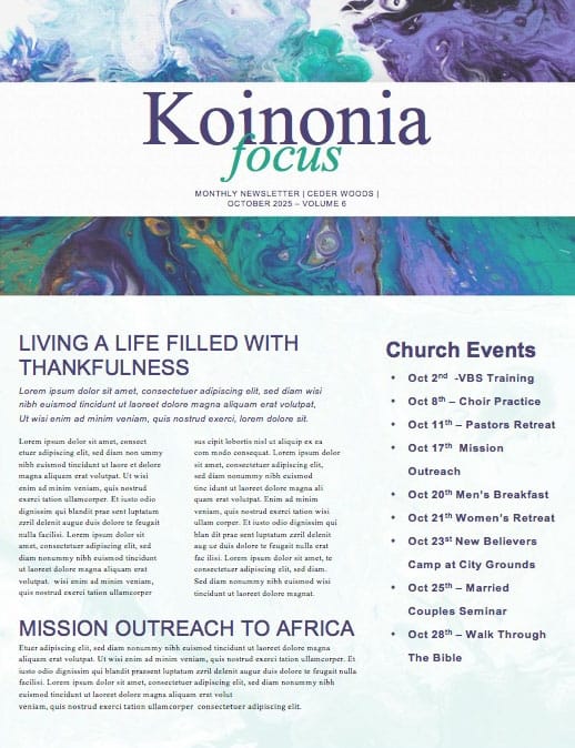 Pastor Appreciation Church Newsletter