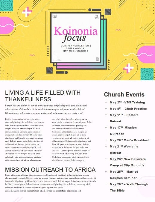 Grad Sunday Yellow Church Newsletter