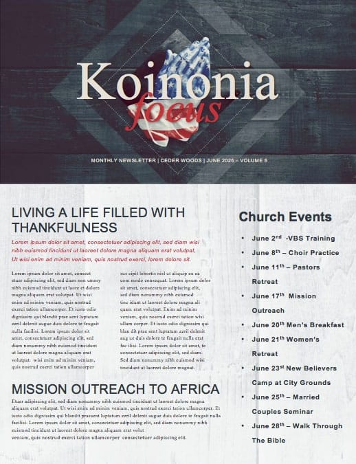National Day Of Prayer Newsletter Template