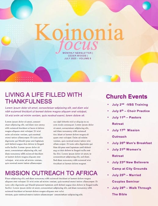 VBS Bubble Church Newsletter